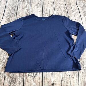 L.L. Bean Supima Cotton Deep Blue Long Sleeve Tee Size XL Petite